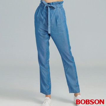 BOBSON 女款綁帶鬆緊直筒褲  (8228-58)