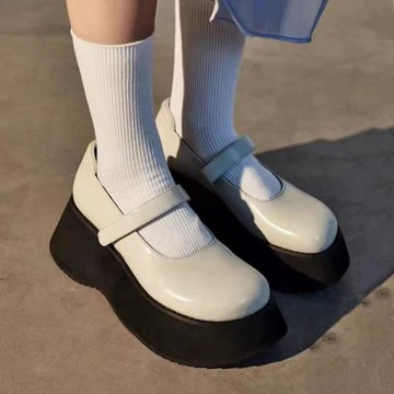 平底鞋高跟7cm2026夏季新款樂福鞋厚底小個子瑪麗珍皮鞋女單鞋