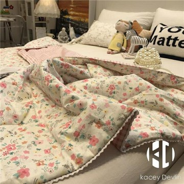 歐美式田園小碎花單雙人夏涼被夏季薄被子空調被可水洗少女心【聚物優品】