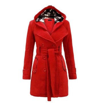 New Winter Ladies Long Hooded Jackets Cotton Coat Women 毛呢