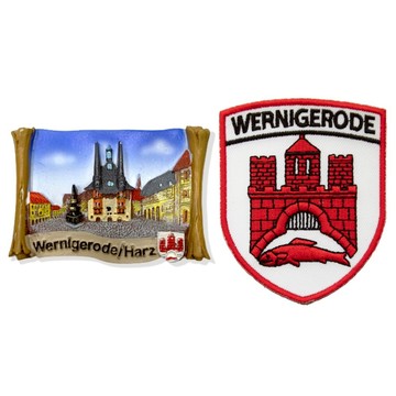 造型布貼＋磁鐵【2件組】德國 韋爾尼格羅德辦公室磁鐵＋ 韋爾尼格羅德 薩克森地標燙布貼 3D磁鐵 地標磁鐵 立體冰箱貼_廠商直送