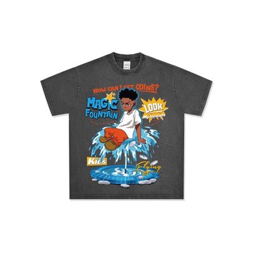 BC黑白色美式t恤設計感小眾高街水洗復古潮牌oversize短袖男女夏