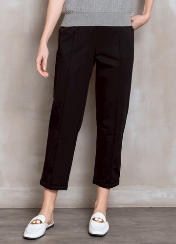 *休閒時髦彈力九分錐形褲
