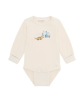 復古恐龍米色長袖包屁衣86cm