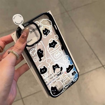 ✨蘋果保護殼✨輕奢邊框滿屏貓咪適用蘋果17Pro手機殼16/15全包14ProiPhone13/12