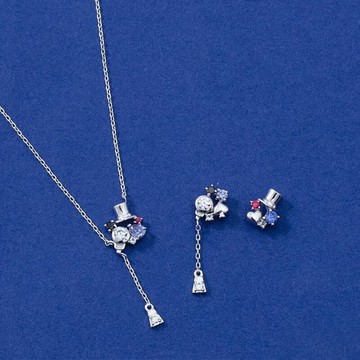 純銀鍍18K金柯南基德聯名款項鏈女鎖骨鏈同款耳釘耳釘簡約小眾ins