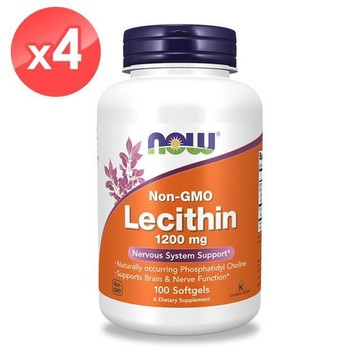 【NOW】卵磷脂膠囊4瓶組(100顆/瓶)