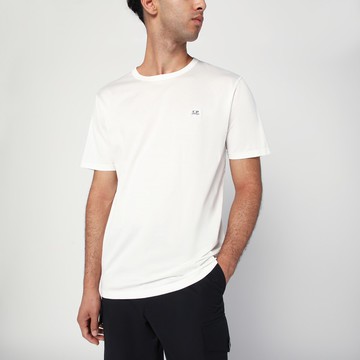 White cotton T-shirt with logo patch