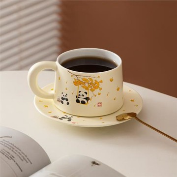 熊貓高檔咖啡杯新婚禮物情侶對杯陶瓷早餐杯杯子閨蜜生日紀念送禮