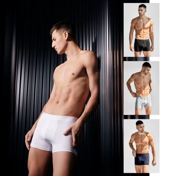 Bread & Boxers 三件組 有機棉男用四角內褲 (黑/灰/白/深藍) 內褲 素面 禮盒 質感 送禮 情人節