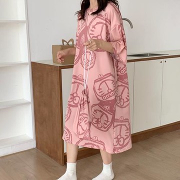 布袋睡裙女夏季學生短袖薄款網紅爆款睡衣機器貓春秋家居服可外穿