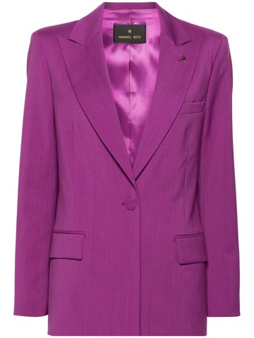 Manuel Ritz - peak-lapels single-breasted blazer - women - Virgin Wool/Polybutylene Terephthalate (PBT)/Acetate - 40 - Purple