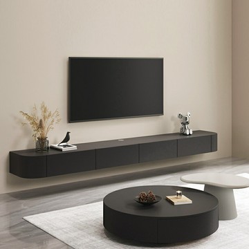 免運 懸空巖板電視柜實木客廳極簡小戶型懸掛式白色奶油風懸浮電視柜