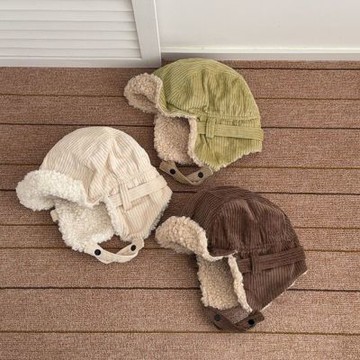 大地色燈芯絨護耳帽 大人 大童 男童 女童 童帽 防風 滑雪 保暖 雷鋒帽 防風帽 帽子 飛行帽 橘魔法 現貨【BB9213】