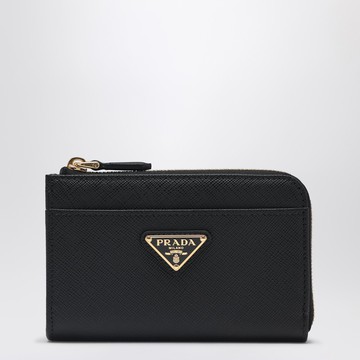 Black Saffiano leather zip key holder