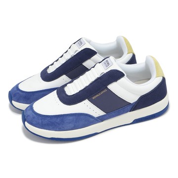 Royal Elastics 休閒鞋 Crown Lux 男鞋 白 藍 真皮 獨家彈力帶 回彈 07543053