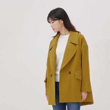 Beata 雙排釦雙層棉西裝外套/芥黃