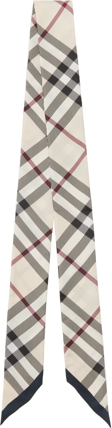 Burberry 米色 Skinny Check Silk 围巾