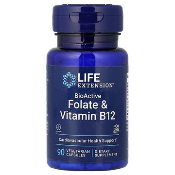 Life Extension, BioActive 系列葉酸鹽維生素 B12 素食膠囊，90 粒裝