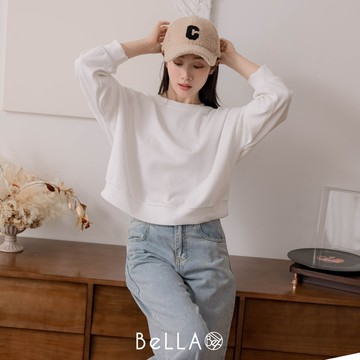 【秋冬新品】BeLLA  大學T風格上衣 白色
