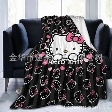 跨境電商 數碼印花 法蘭絨 超舒適柔軟溫暖 hello kitty卡通 蓋毯