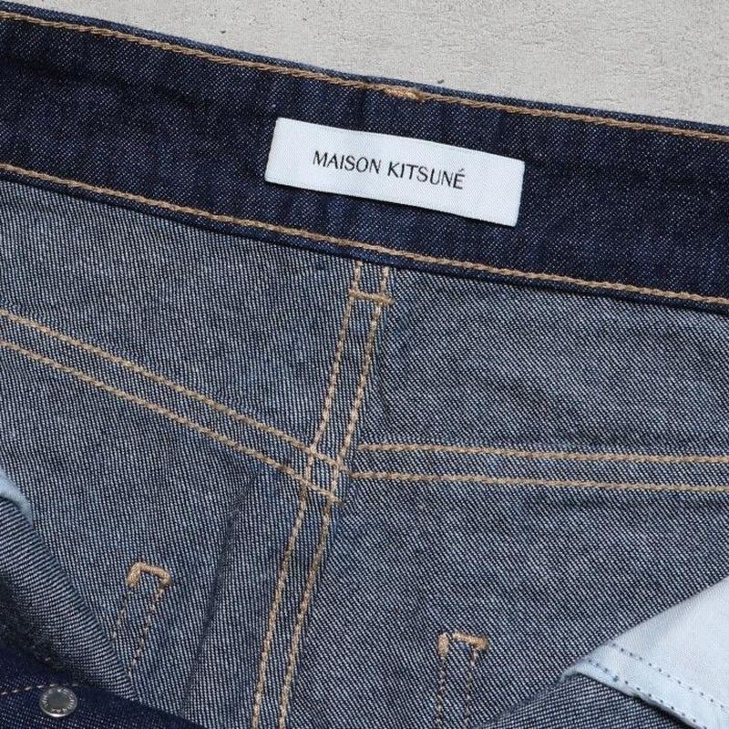 メゾンキツネ レディース デニム MAISON KITSUNE ロゴ刺繍 ハイ