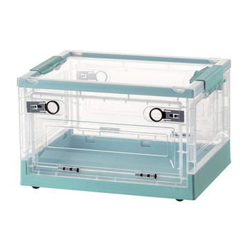 三開摺疊收納箱  白透明片 + 藍色  60 x 42 x 33.5cm  1個