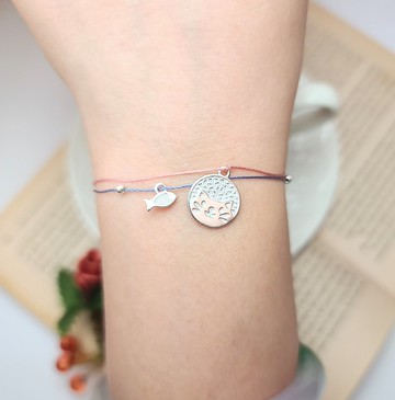 純銀 貓咪愛吃魚 招財貓 年年有餘 雙線 手鍊