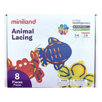 miniland 可愛動物穿線串串樂 穿繩板*8+穿繩*10  1盒