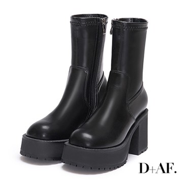 D+AF 名模靴2.0．厚底高跟長腿瘦瘦短靴＊黑