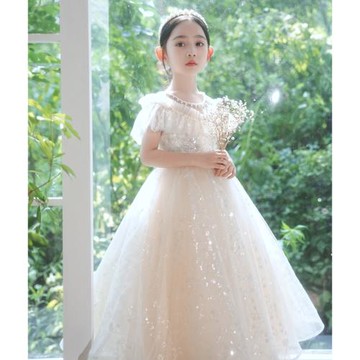 女童禮服公主裙蓬蓬紗高端兒童禮服花童小女孩生日鋼琴演出服洋氣