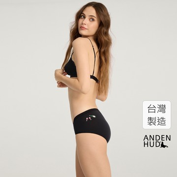 【Anden Hud】華麗年代．中腰三角內褲(黑-紅酒) 純棉台灣製