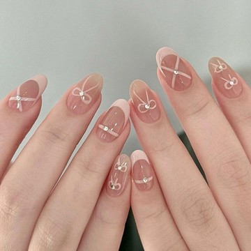 🎀新店開業🎀【2691人好評】ins溫柔法式指甲貼紙手工芭蕾舞鞋辣妹美甲穿戴蝴蝶結顯白