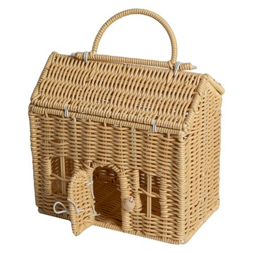 MYUMYU 沐慕家居 可愛造型藤編手提收納籃 20.5 x 11.5 x 20cm 木色  1個