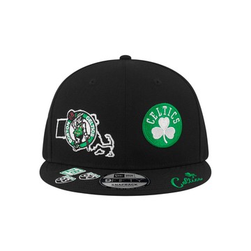 NEW ERA 9FIFTY 950 NBA ALLOVER 滿版經典隊徽 波士頓賽爾提克 賽爾提克 黑/綠 可調式