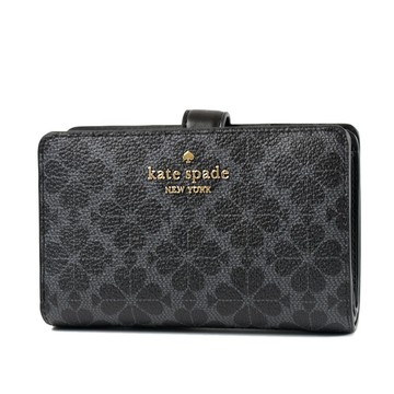 KATE SPADE Flower 防刮雙摺釦式中夾-黑色