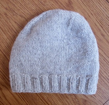 羊毛手編毛帽 白