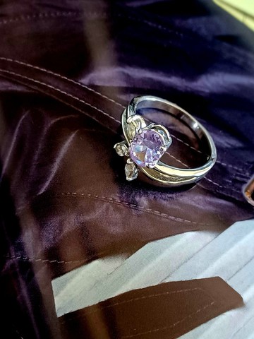 vintage jewelry 清秀佳人萊茵花卉鍍銀 戒指