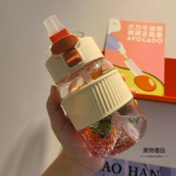 高顏值帶吸管式水杯子孕婦產婦塑料兒童水瓶可愛女夏天便攜【聚物優品】