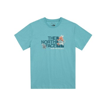 the north face 女 快乾短袖t ap青色7wfh/吸濕排汗花卉logo短袖t恤/運