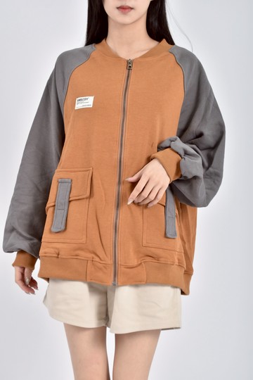 (2XL) jia jia拼色棕色外套