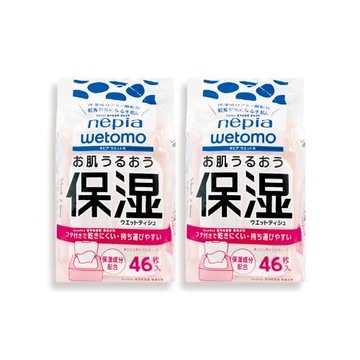 (2袋超值組)日本Nepia王子-wetomo多用途清潔大尺寸無香附蓋抽取式濕紙巾1入/袋-46抽粉(防乾燥便攜濕巾,去漬擦拭巾,辦公環境萬用除塵紙)