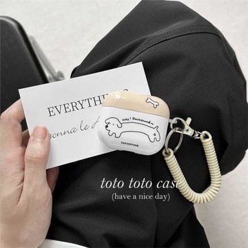 小眾ins同款線條狗狗插畫Airpodspro2耳機套適用蘋果2代保護套Airpods3代新款掛件pro卡通可愛簡約耳機保護套