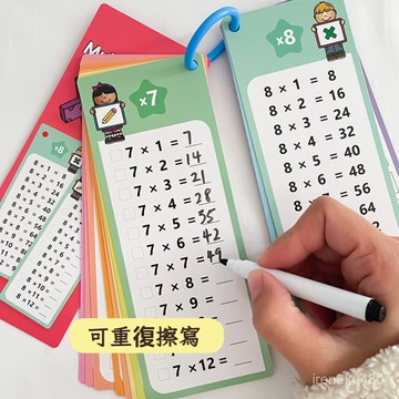 可擦寫乘法錶 兒童數學乘法錶 數學敎具 益智玩具 兒童數學乘法錶1-12乘法練習書寫閃卡乘法學習二三年級數學敎具
