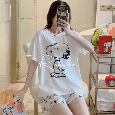 スヌーピー パジャマ Snoopy レディース 春 夏 ルームウェア 上下セット 半袖 部屋着 寝巻き 可愛い 2点セット 通販 Lineポイント最大get Lineショッピング