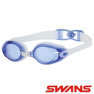 【SWANS 日本】專業光學柔軟舒適型泳鏡 ( 防霧/抗UV/矽膠 SWB-1 透明藍)