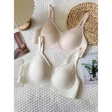 2025春夏新款冰淇淋涼感無痕內衣女大胸顯小冰絲透氣果凍條文胸罩