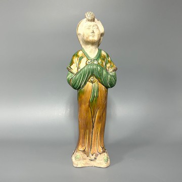 唐三彩女立俑