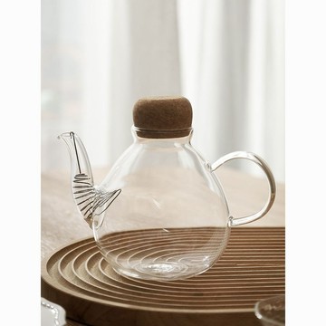 茶壶 茶具 軟木塞玻璃茶壺家用油壺功夫紅茶加熱日式水壺花茶耐熱帶過濾壺