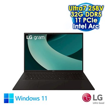 LG gram 17Z90TL-G.AU88C2 曜石黑 17吋AI筆電 (WQXGA IPS/Intel Ultra7 258V/32G DDR5/1TB PCIE SSD/